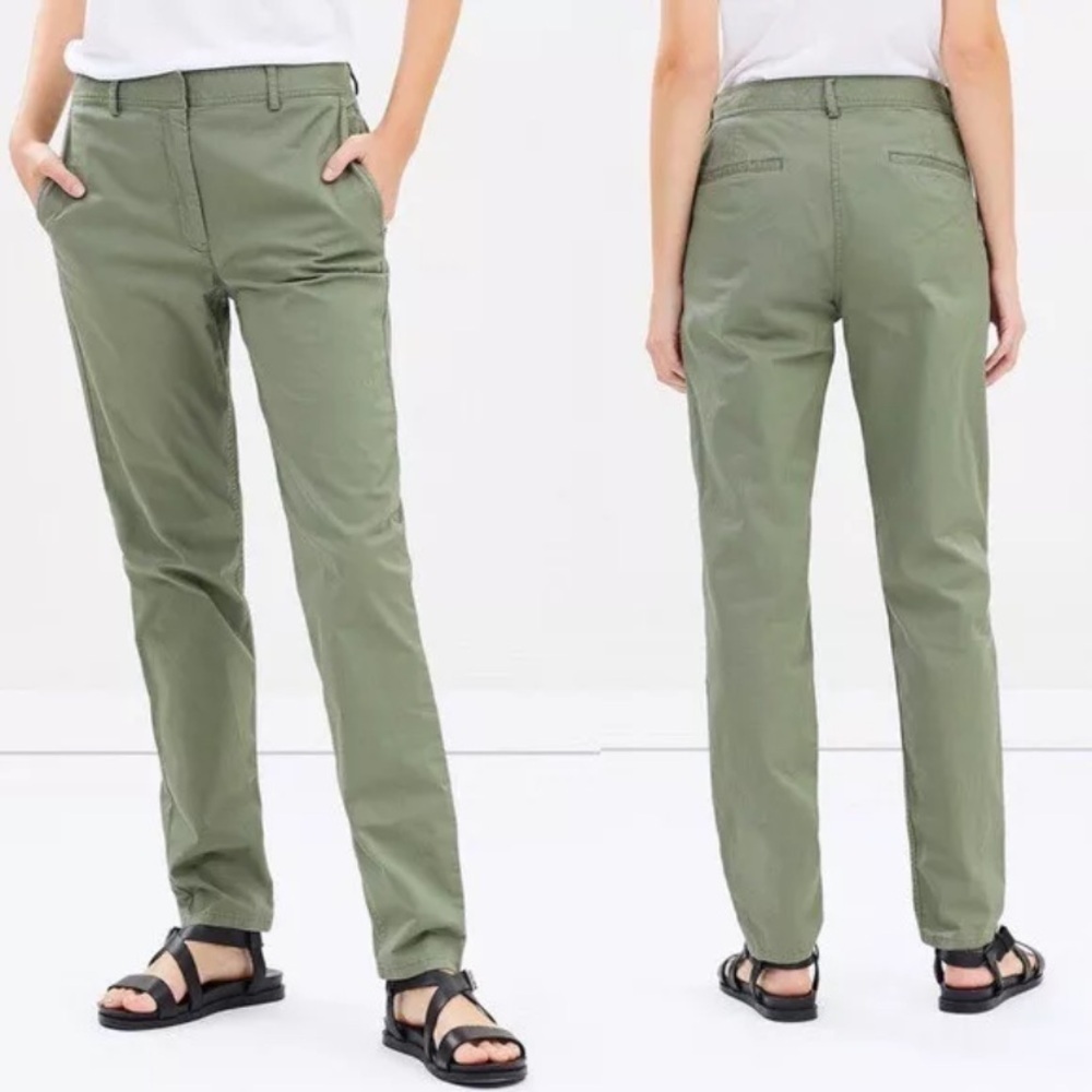 Theory Women's Mid Rise Boyfriend Pant casual twill green size 2